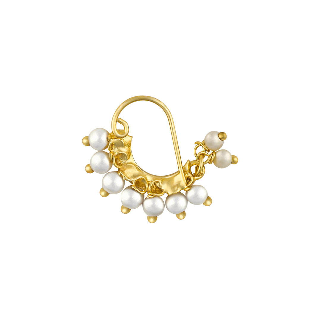 Teejh Hamsini Pearl and Green stone Nosepin