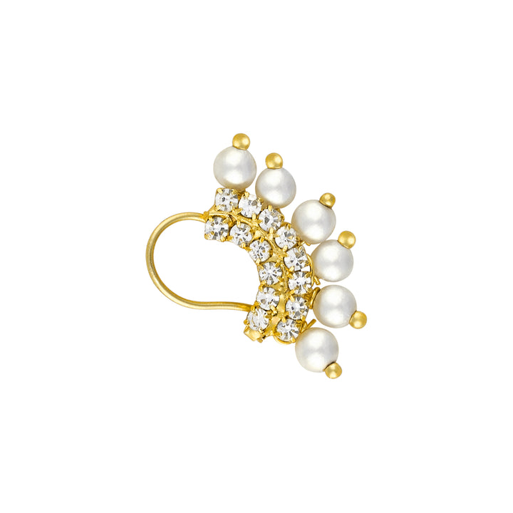 Teejh Shoni Gold and White Pearl Nosepin