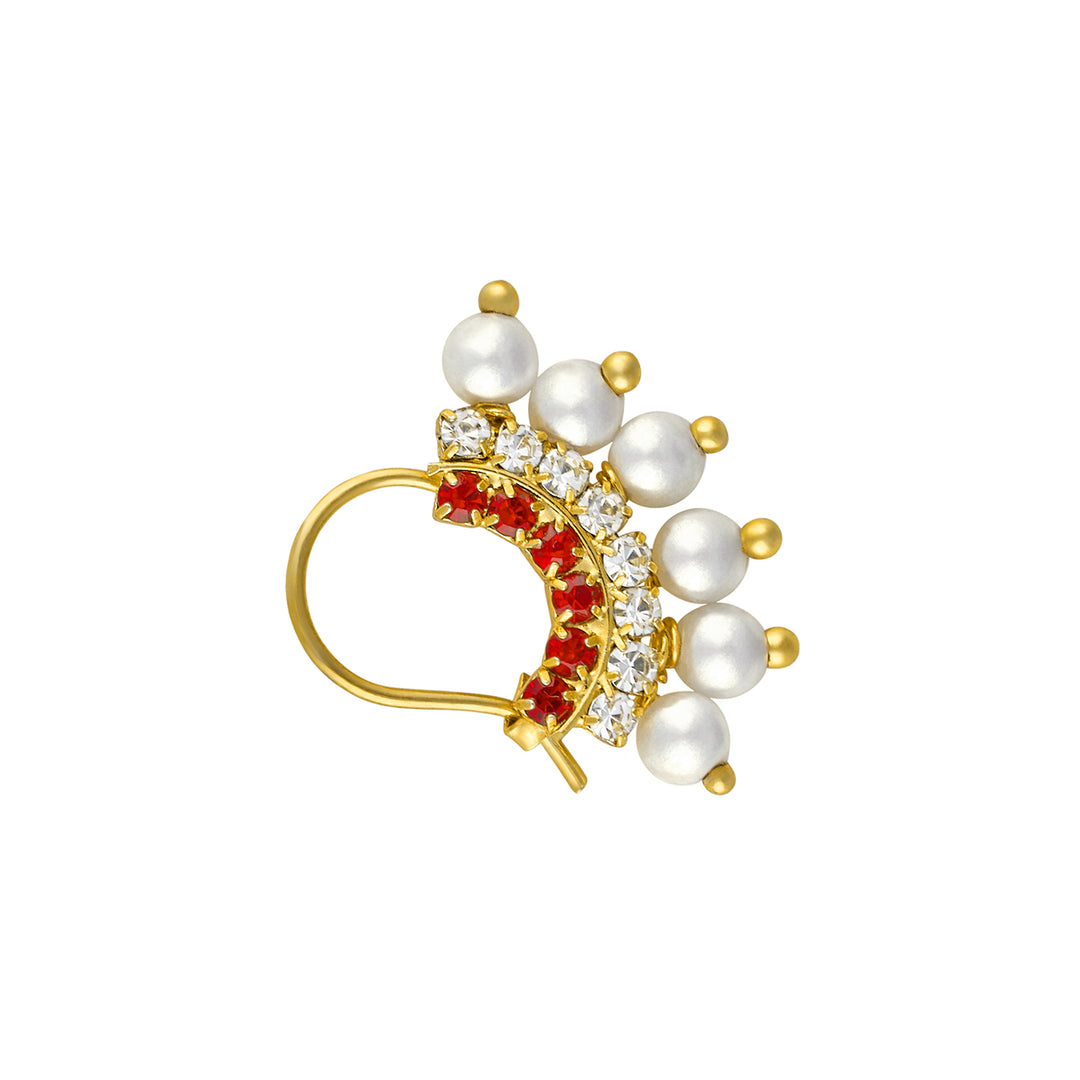 Teejh Shoni White and Red Gold Nosepin