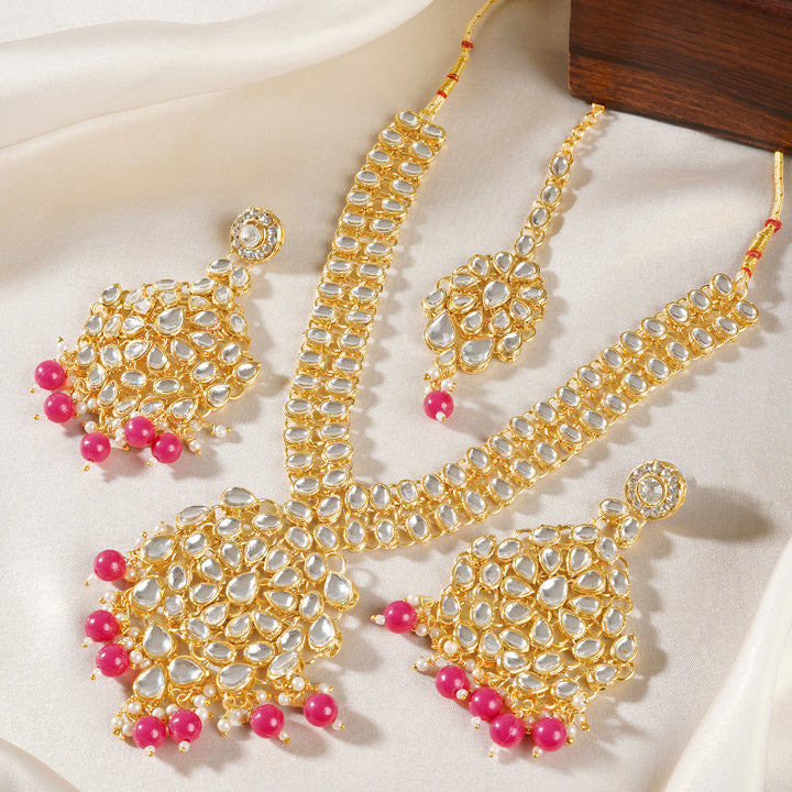 Teejh Kamini Gold and Red Kundan Necklace set
