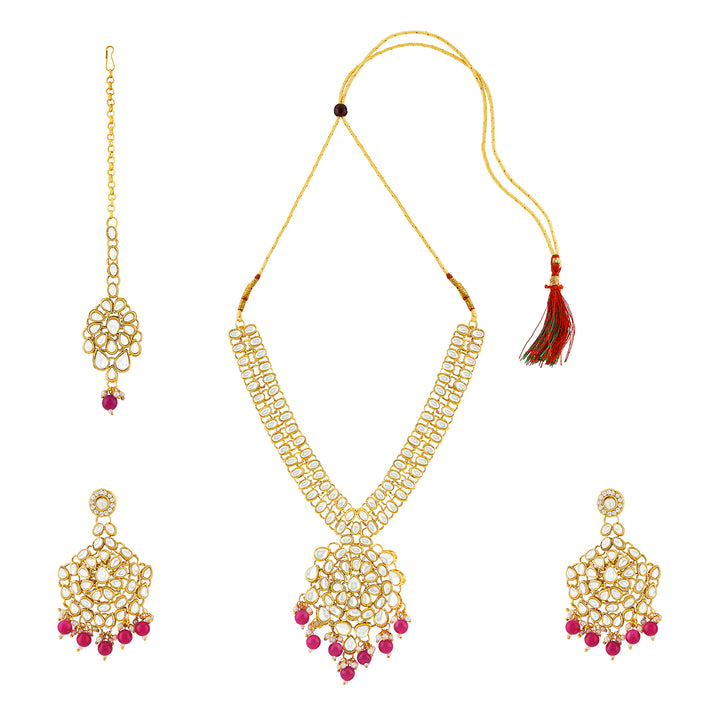 Teejh Kamini Gold and Red Kundan Necklace set