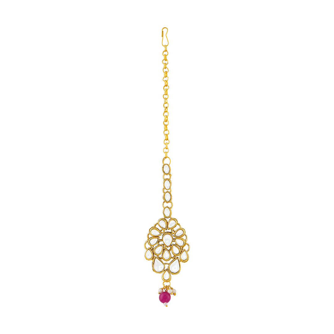 Teejh Kamini Gold and Red Kundan Necklace set