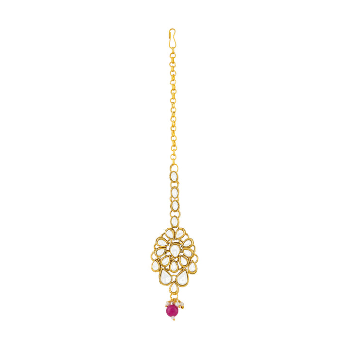 Teejh Kamini Gold and Red Kundan Necklace set