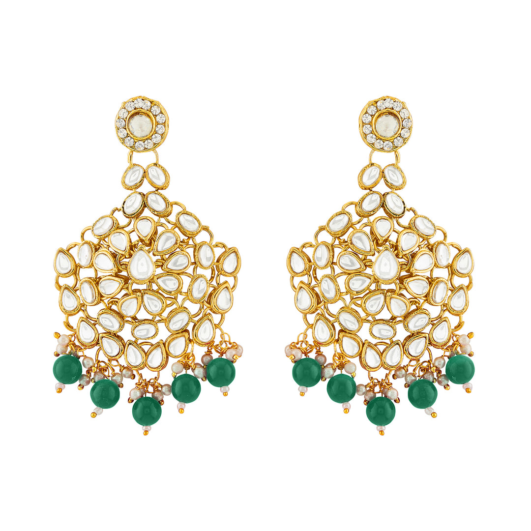 Teejh Kamini Gold and Green Kundan Necklace set