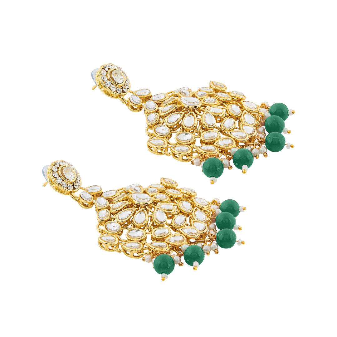 Teejh Kamini Gold and Green Kundan Necklace set