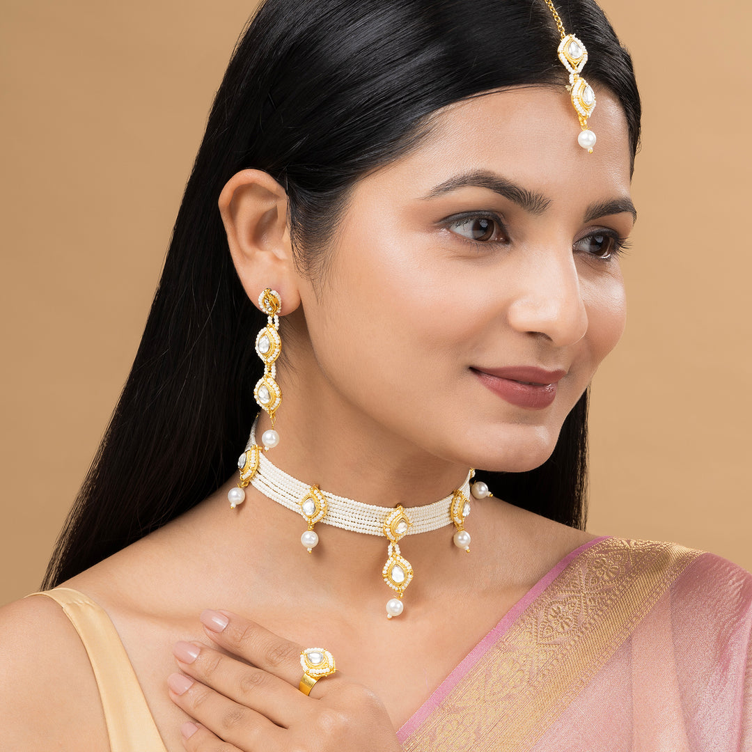 Teejh Rohina Pearl Gold Necklace set