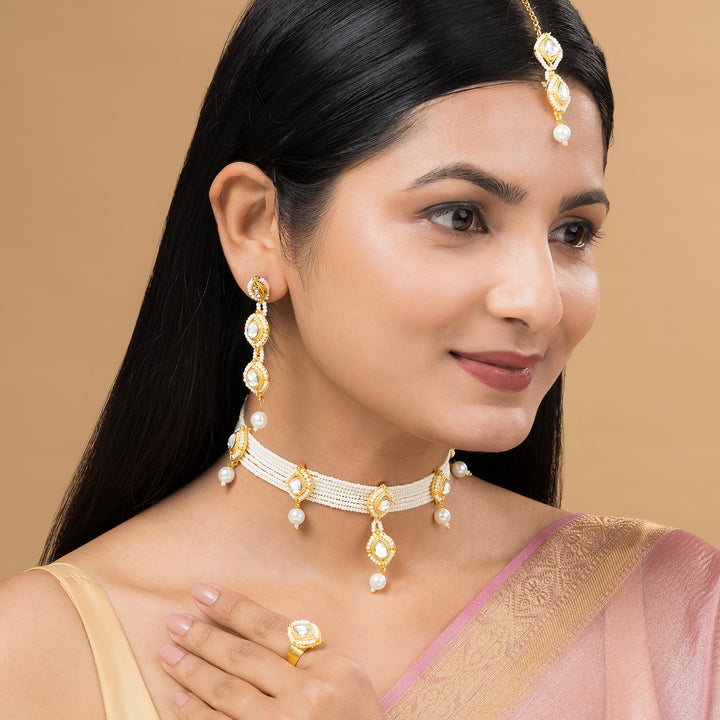 Teejh Rohina Pearl Gold Necklace set