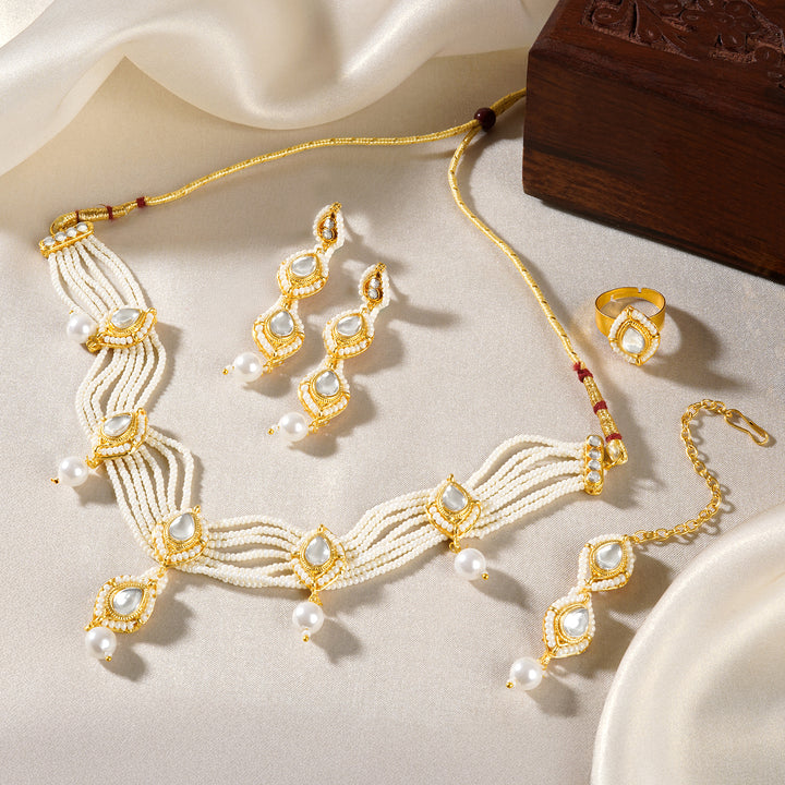 Teejh Rohina Pearl Gold Necklace set