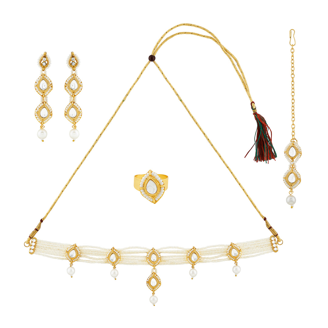Teejh Rohina Pearl Gold Necklace set