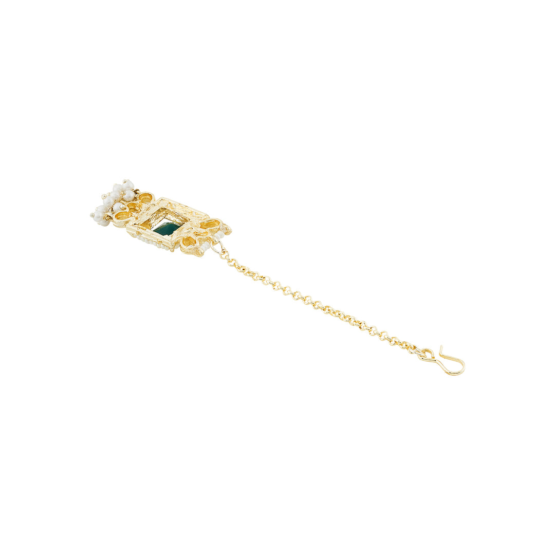 Teejh Rovina Green stone Gold Necklace set