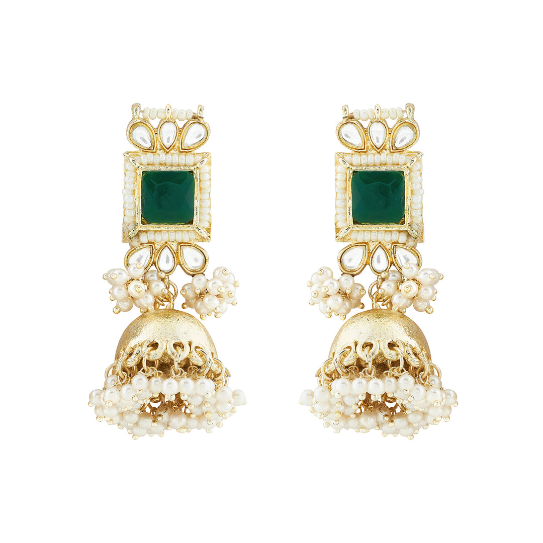 Teejh Rovina Green stone Gold Necklace set