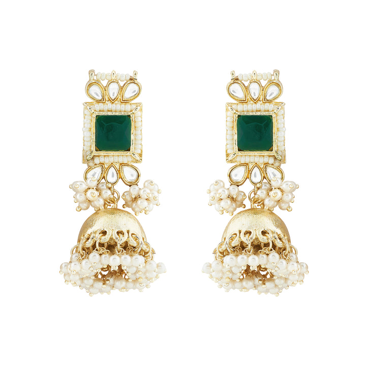 Teejh Rovina Green stone Gold Necklace set