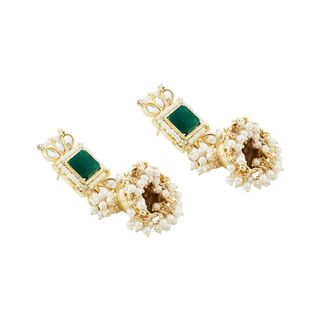 Teejh Rovina Green stone Gold Necklace set