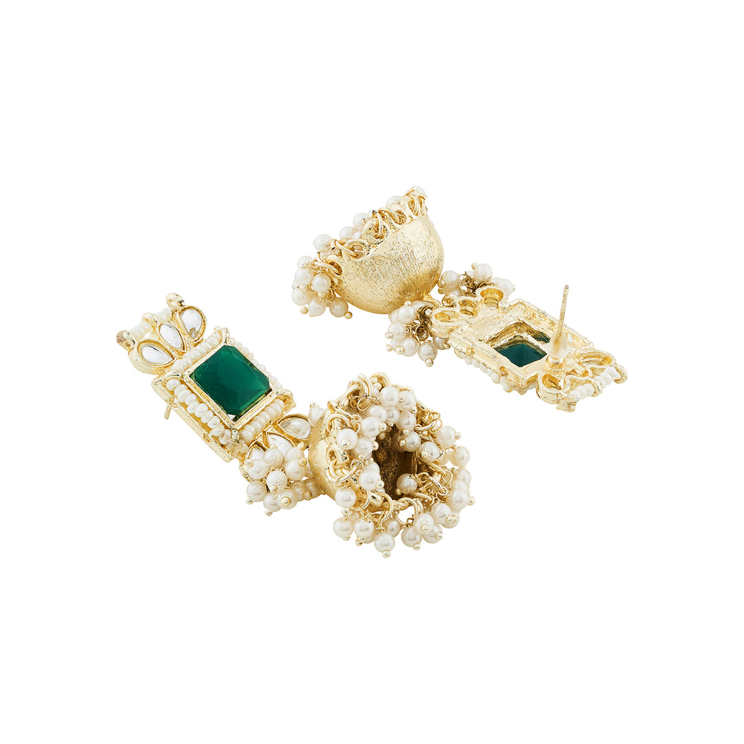 Teejh Rovina Green stone Gold Necklace set