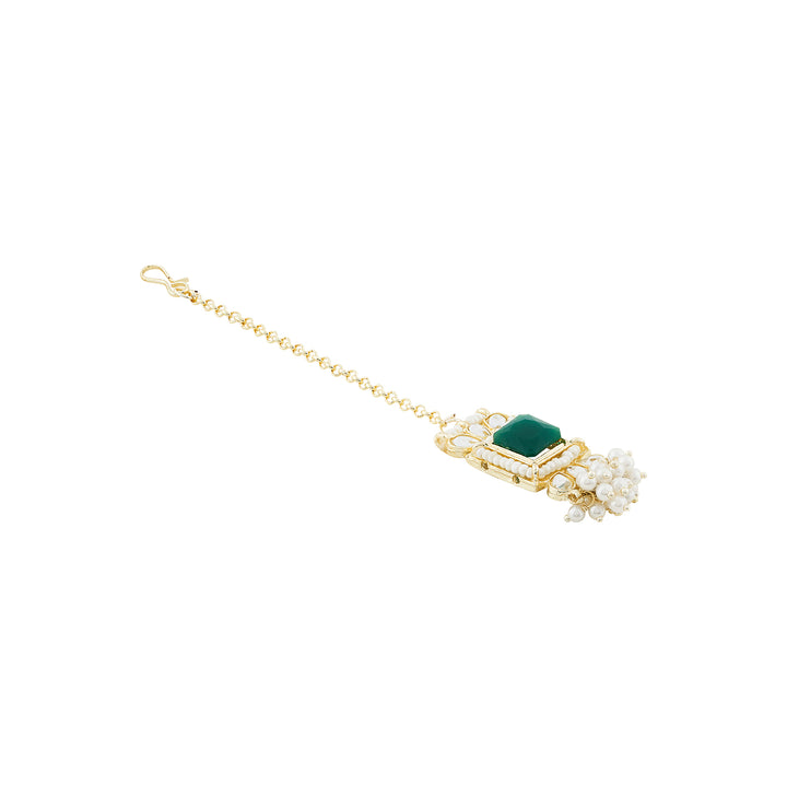Teejh Rovina Green stone Gold Necklace set