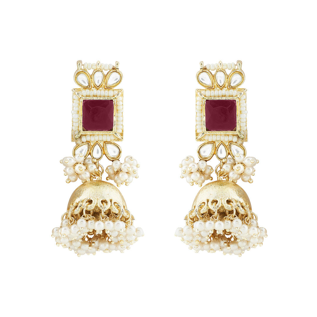 Teejh Rovina Red stone Gold Necklace set