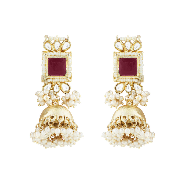 Teejh Rovina Red stone Gold Necklace set