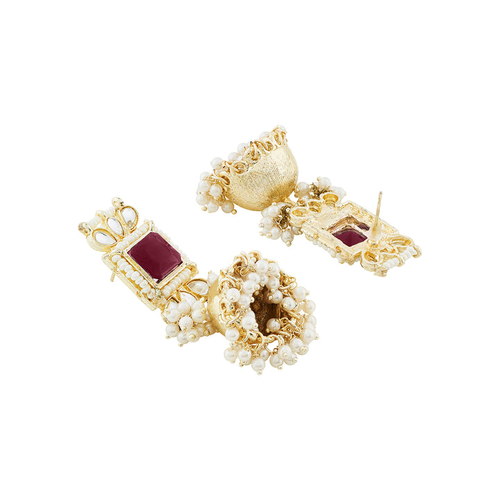 Teejh Rovina Red stone Gold Necklace set
