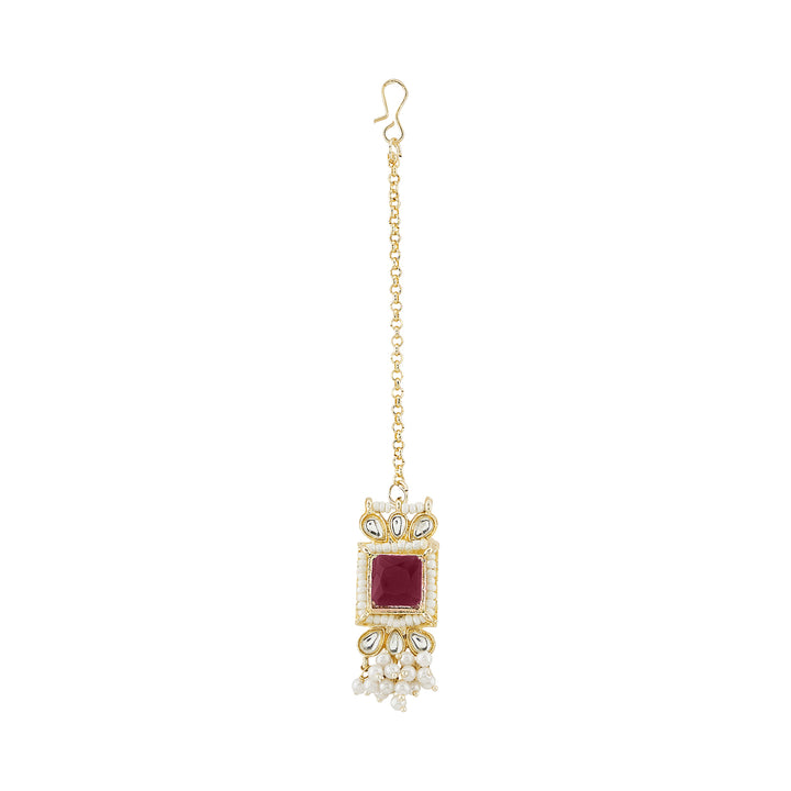 Teejh Rovina Red stone Gold Necklace set