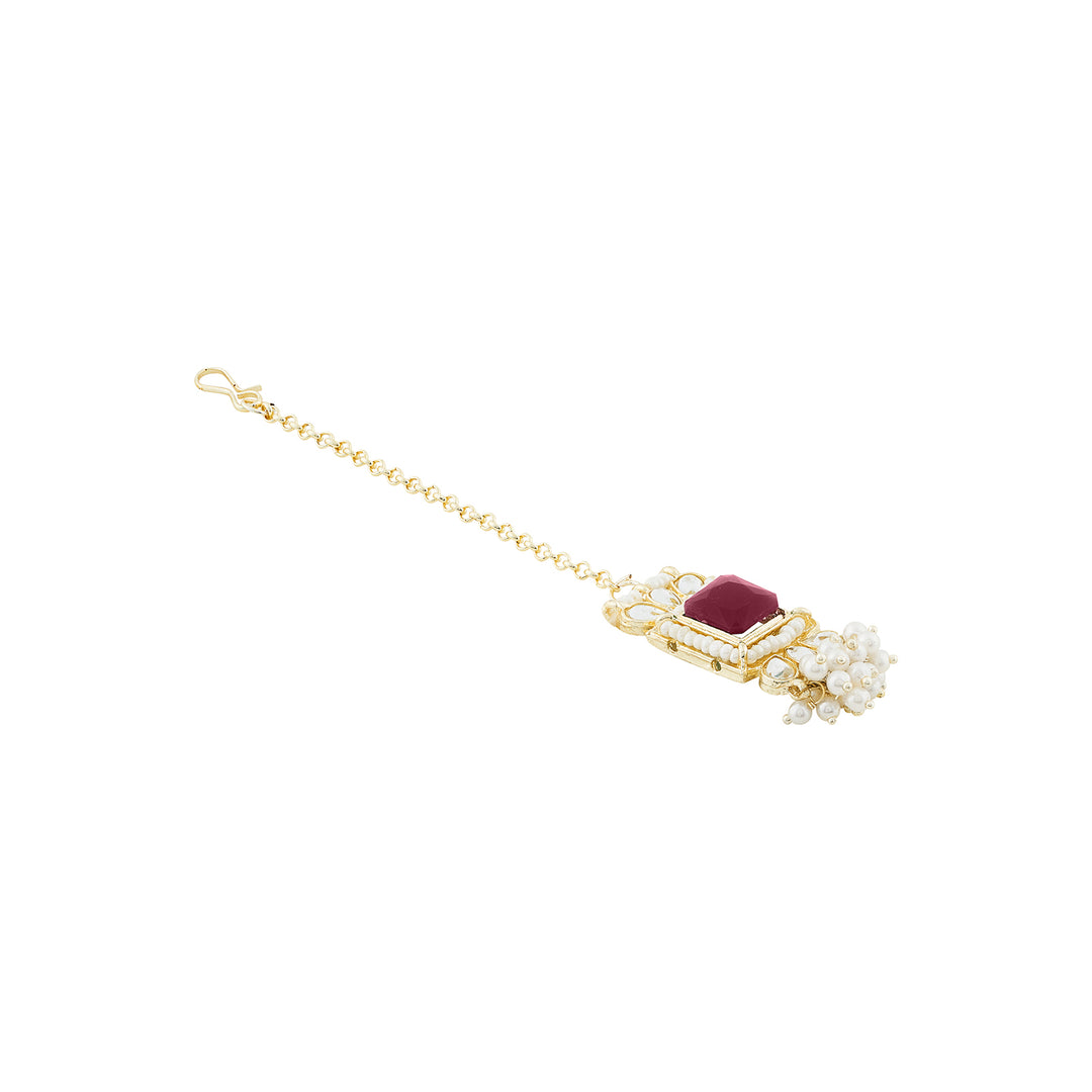 Teejh Rovina Red stone Gold Necklace set