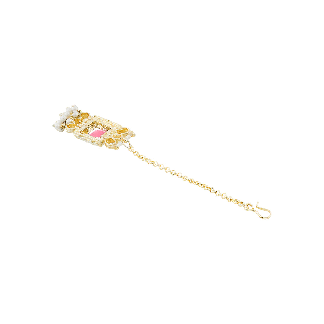 Teejh Rovina Pink stone Gold Necklace set