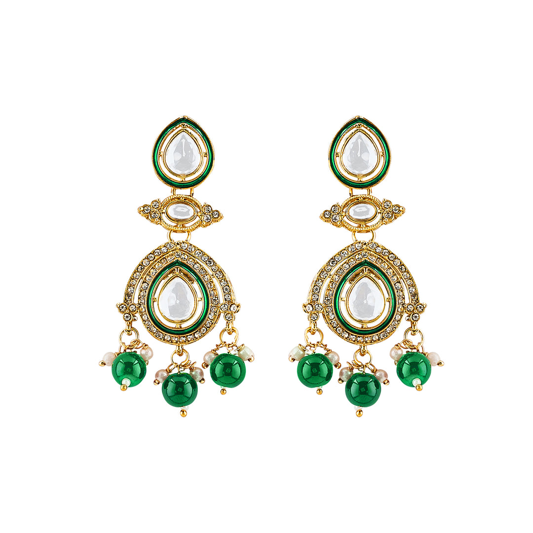 Teejh Vismaya Green Gold Necklace set