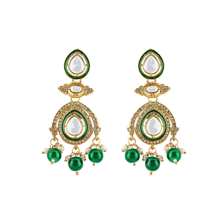 Teejh Vismaya Green Gold Necklace set