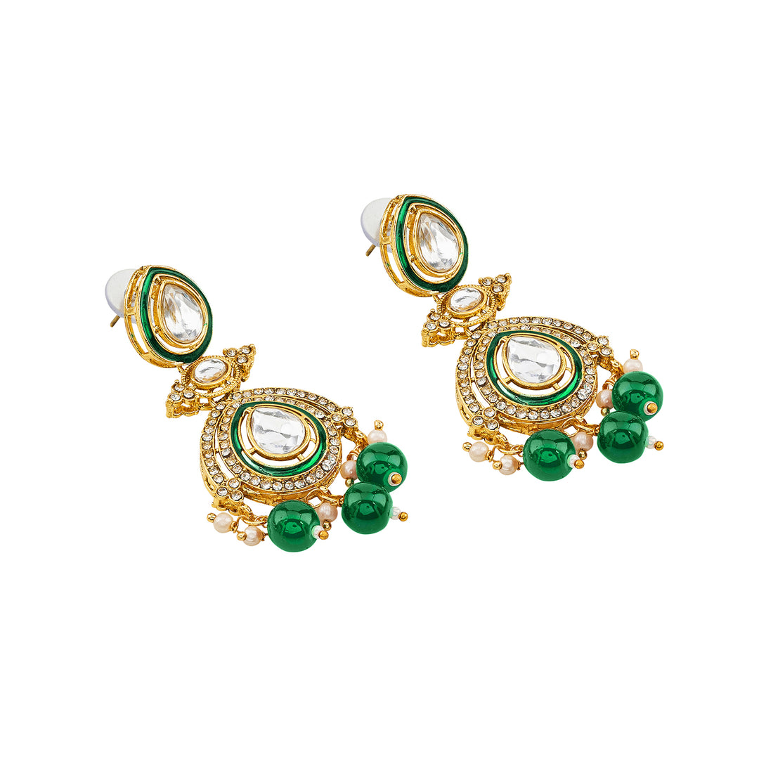 Teejh Vismaya Green Gold Necklace set