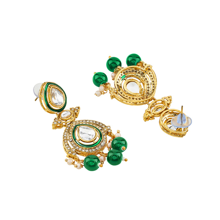 Teejh Vismaya Green Gold Necklace set