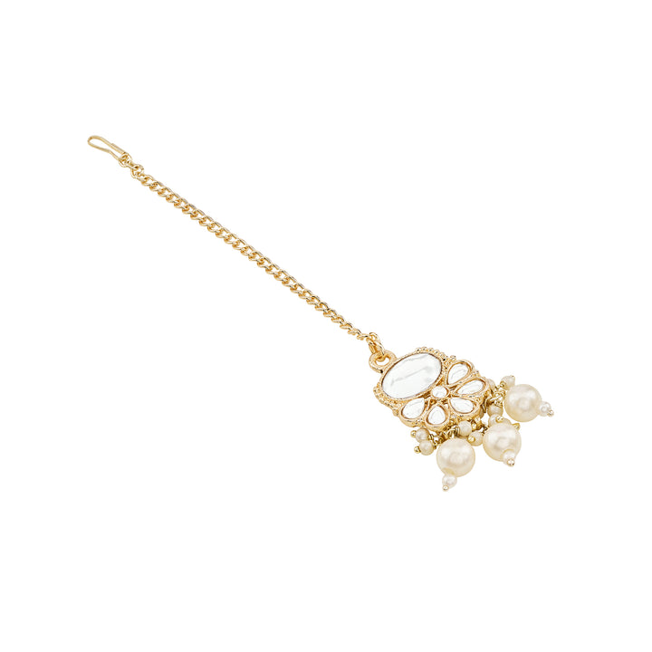 Teejh Kalika White and Gold Necklace set