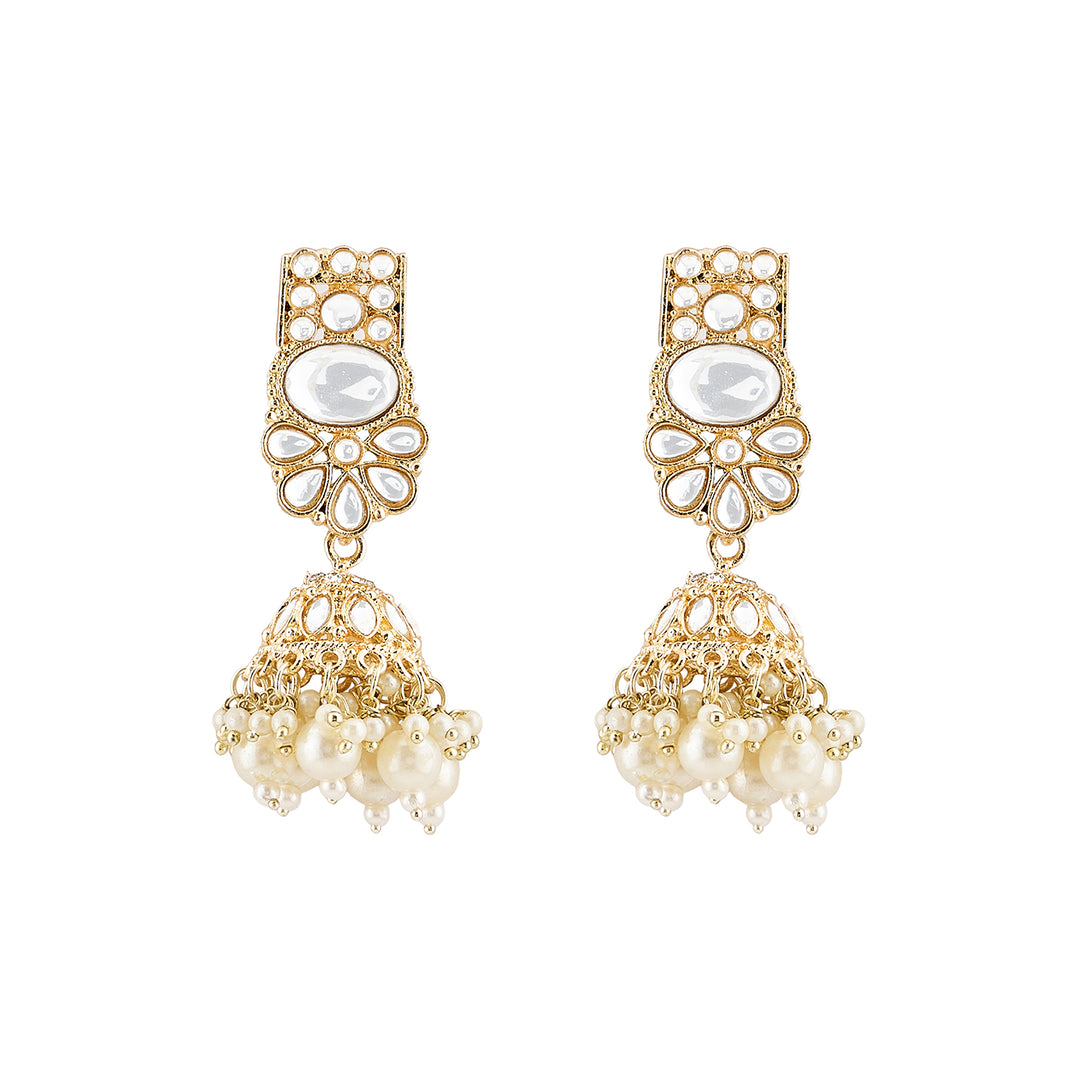 Teejh Kalika White and Gold Necklace set