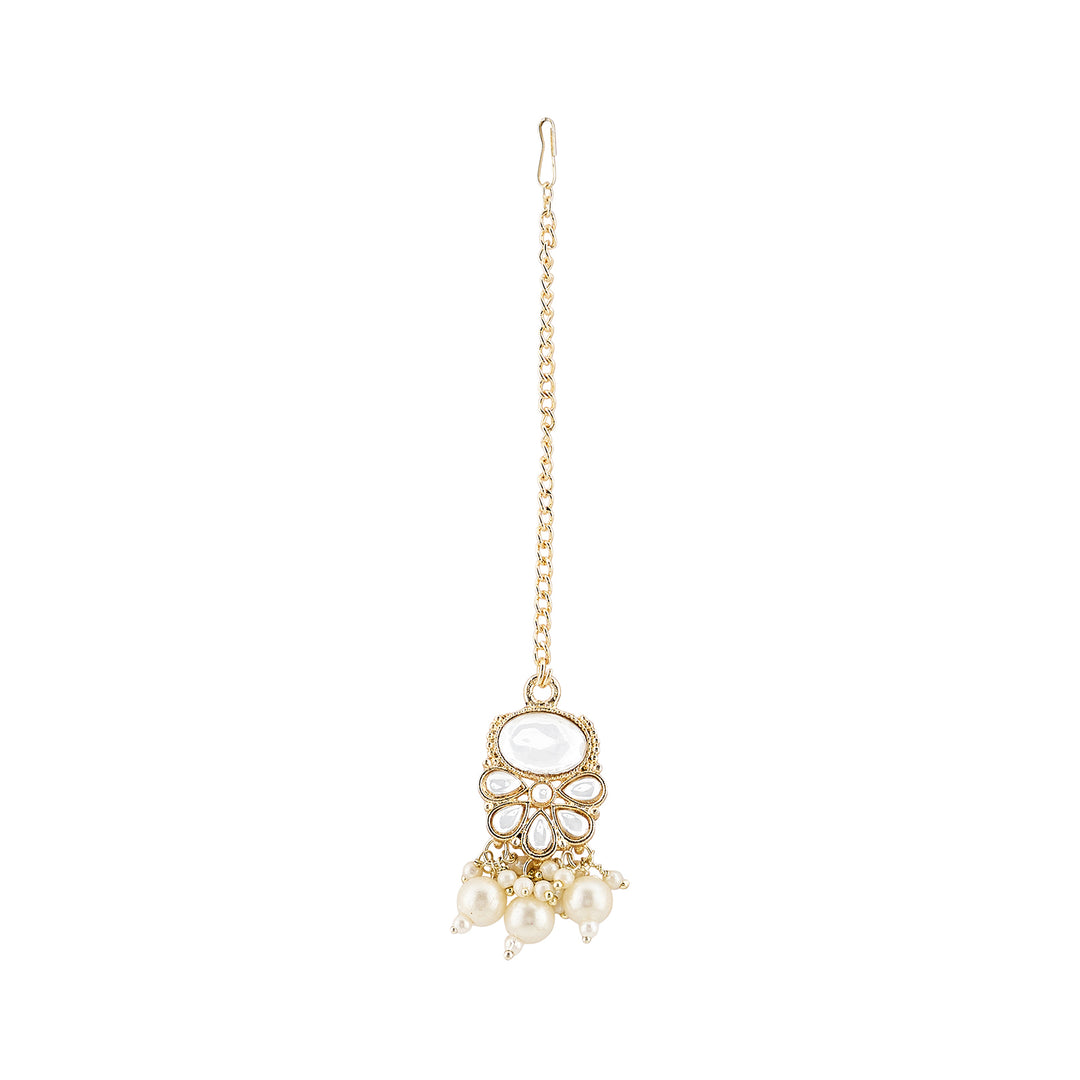 Teejh Kalika White and Gold Necklace set