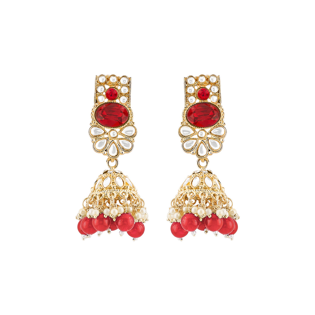 Teejh Kalika Red Gold Necklace set