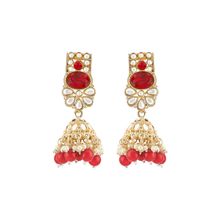 Teejh Kalika Red Gold Necklace set