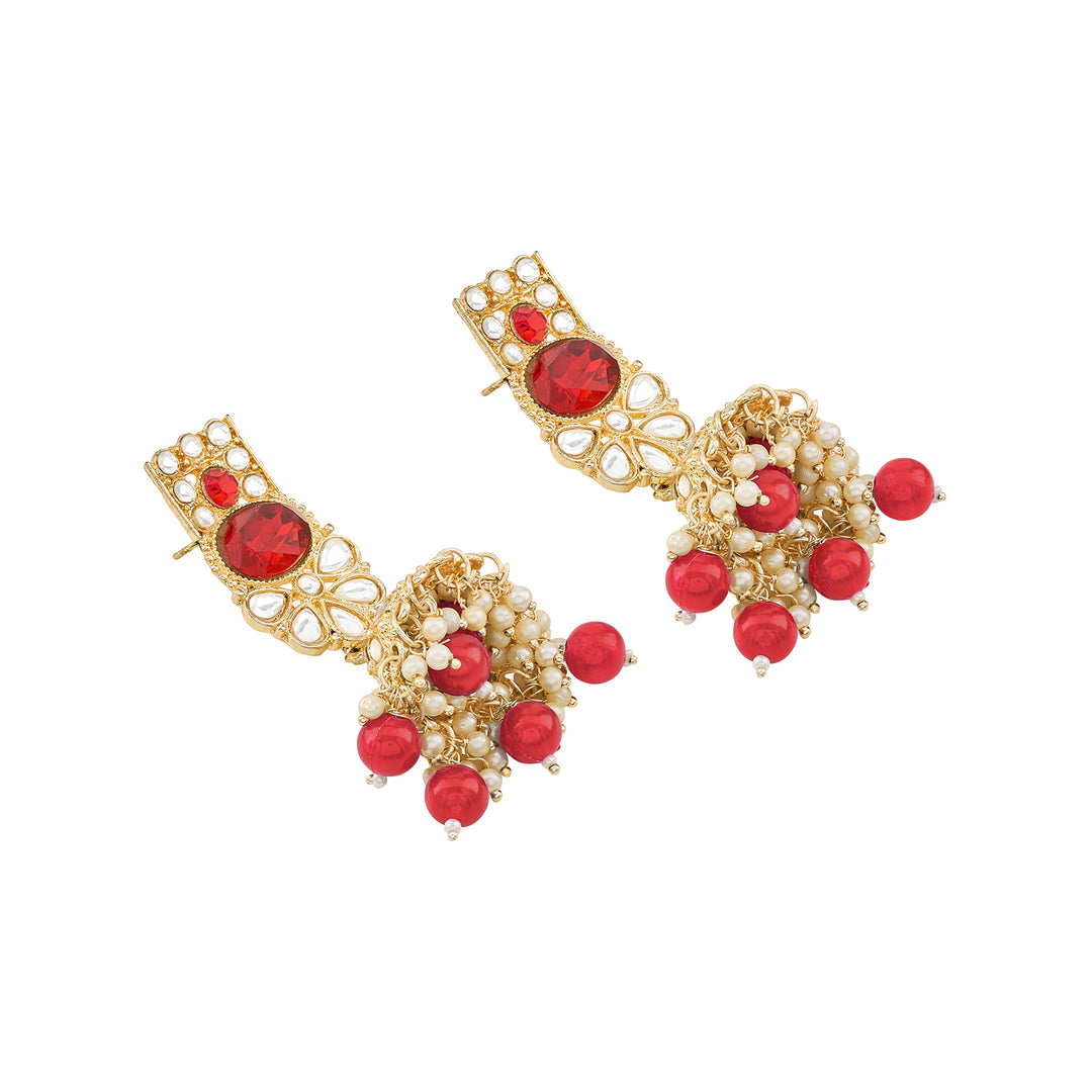 Teejh Kalika Red Gold Necklace set