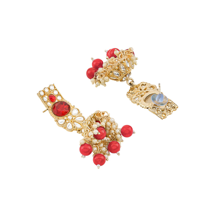 Teejh Kalika Red Gold Necklace set