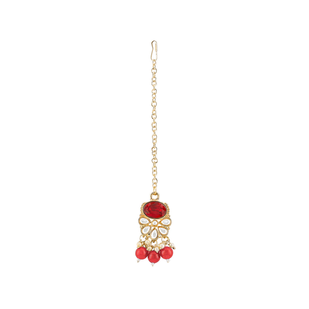 Teejh Kalika Red Gold Necklace set
