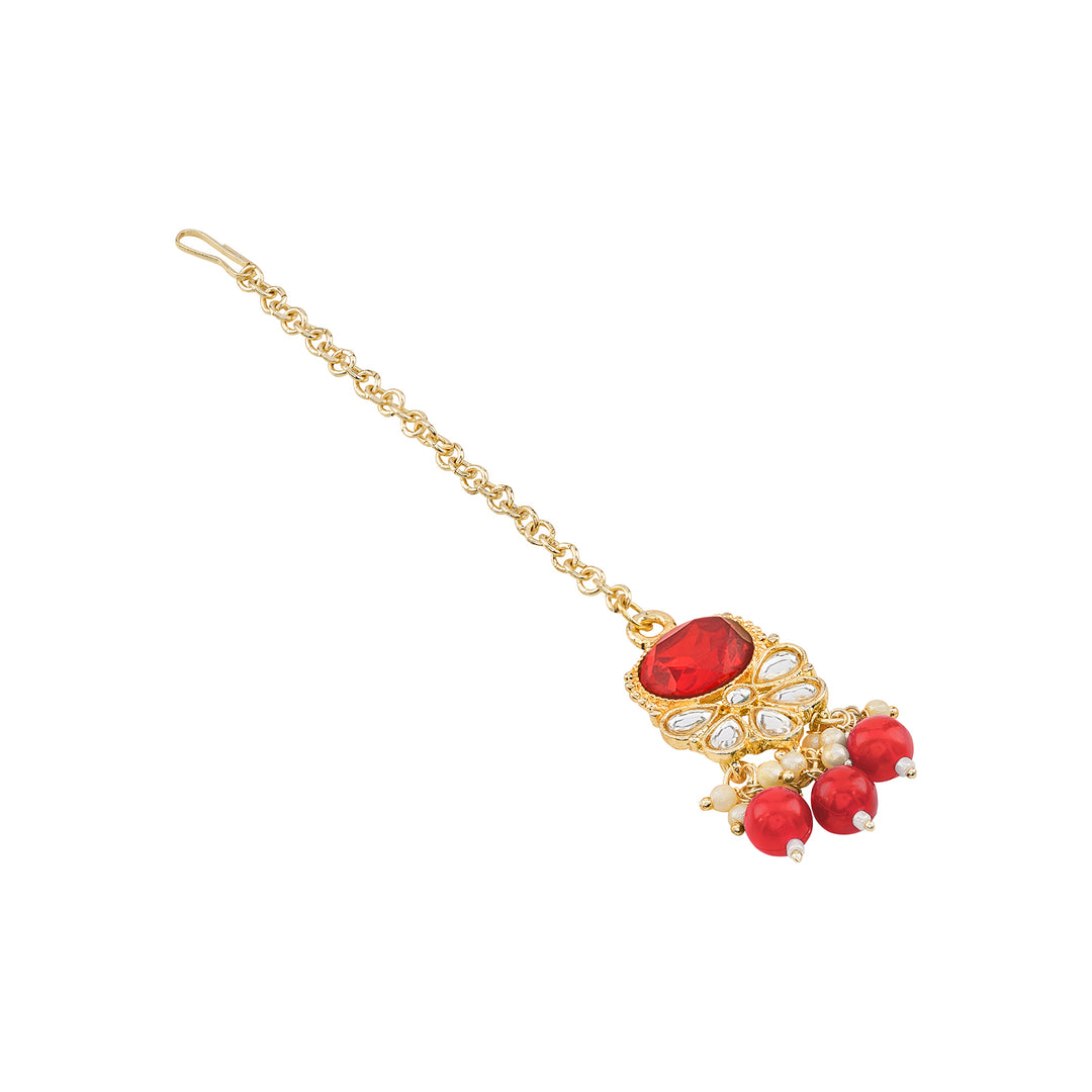 Teejh Kalika Red Gold Necklace set
