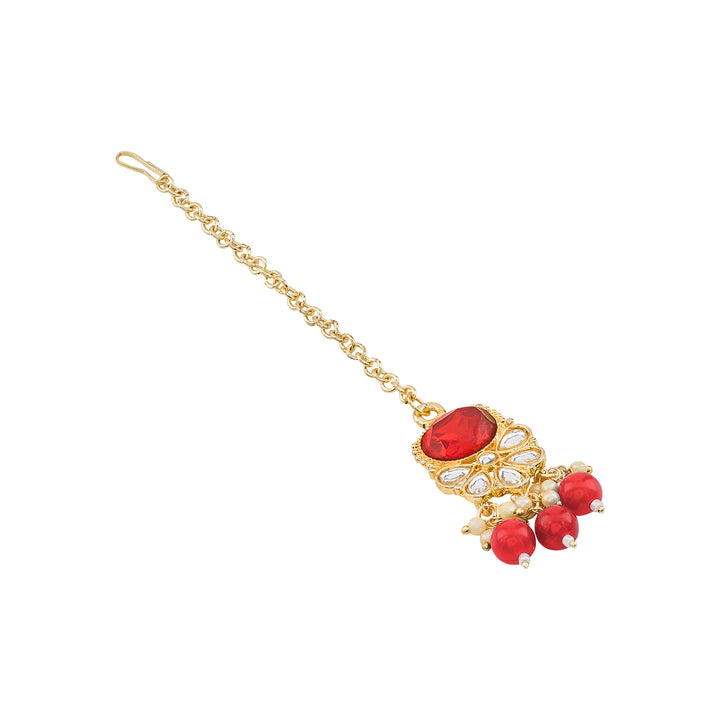 Teejh Kalika Red Gold Necklace set