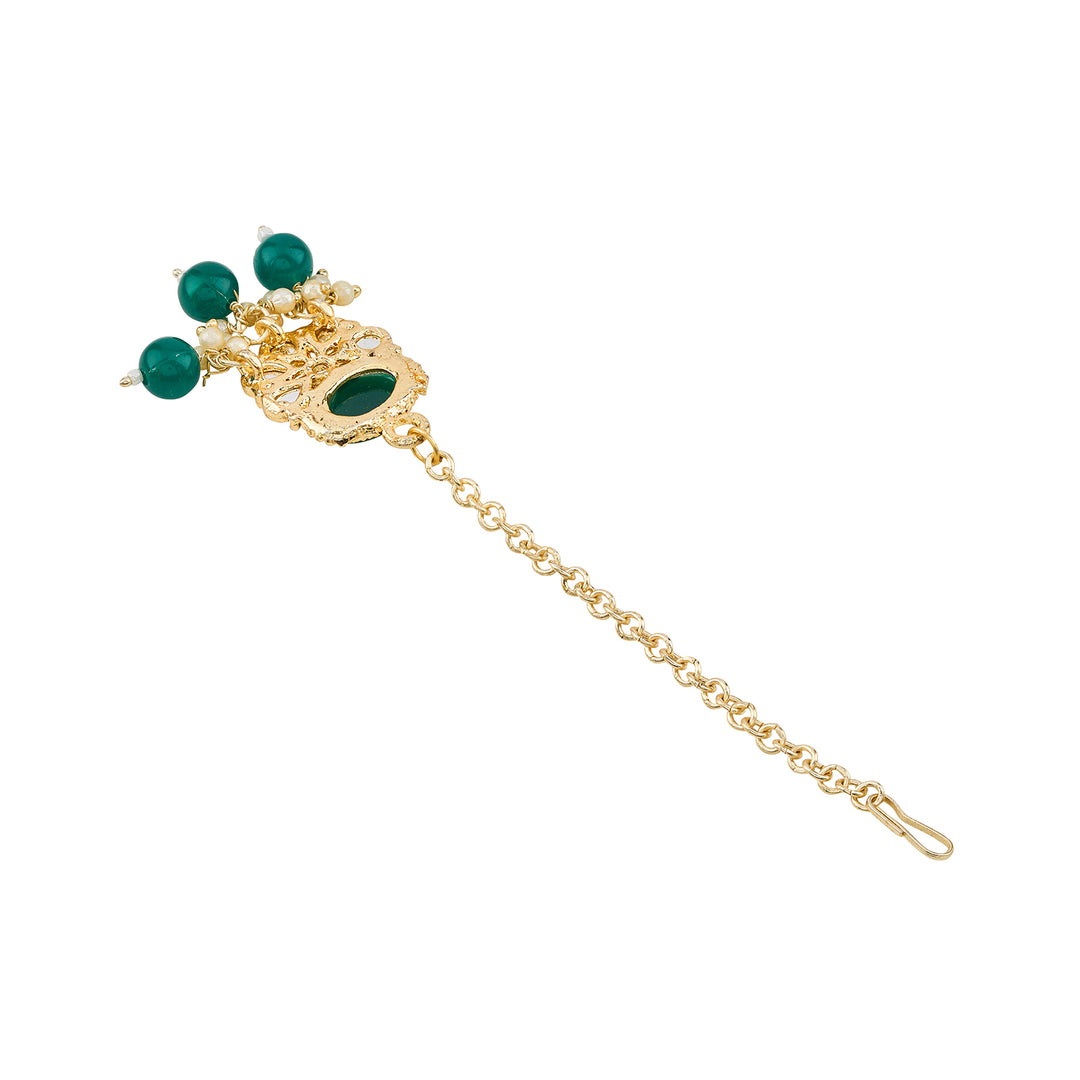 Teejh Kalika Green Gold Necklace set