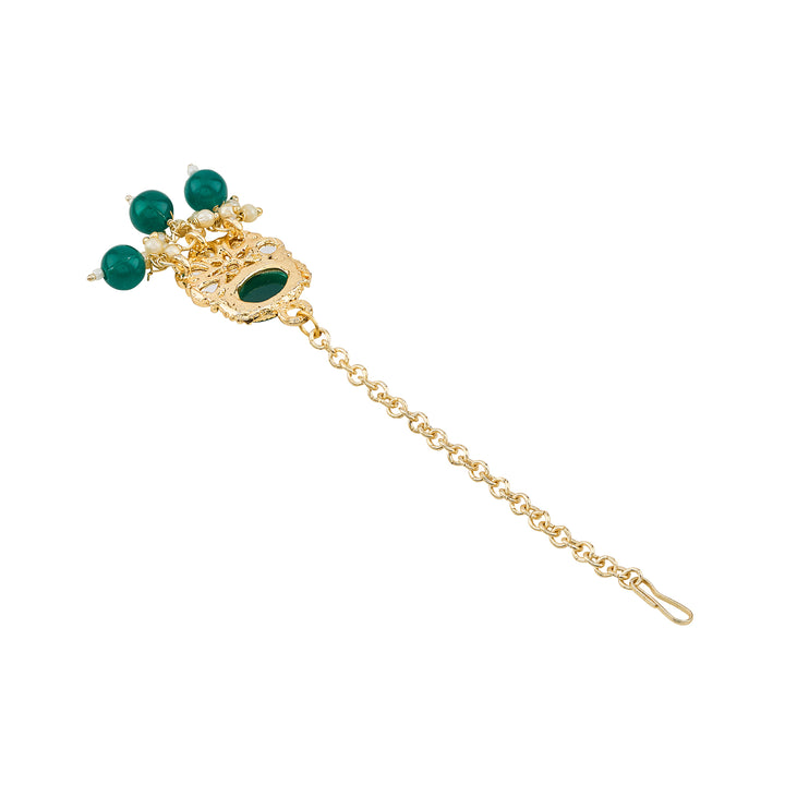 Teejh Kalika Green Gold Necklace set