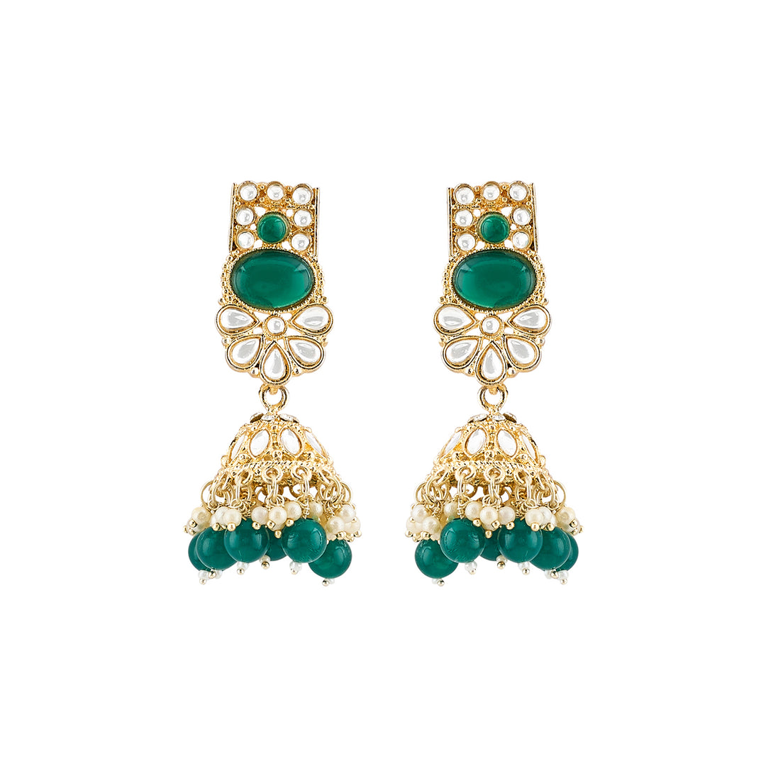 Teejh Kalika Green Gold Necklace set