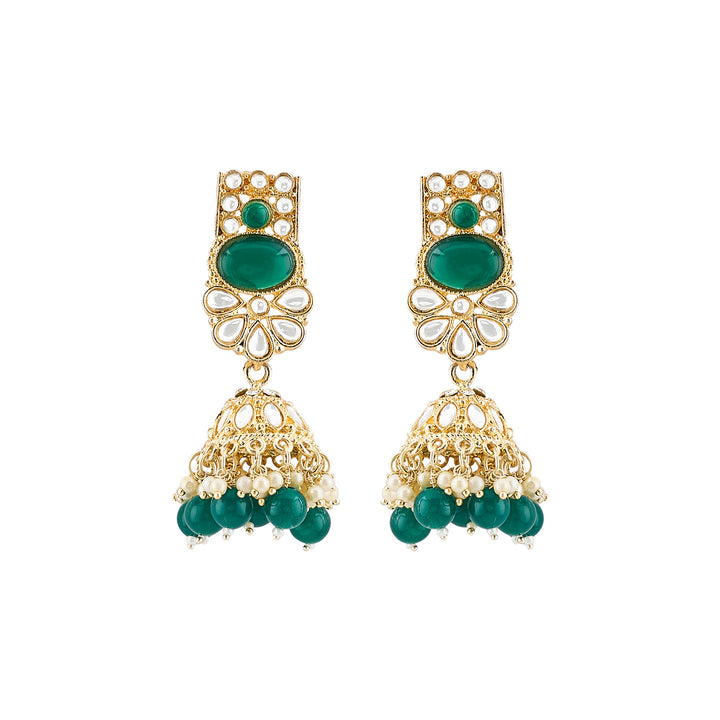 Teejh Kalika Green Gold Necklace set