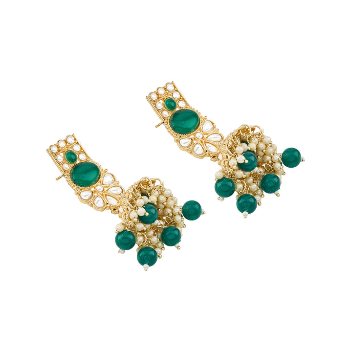 Teejh Kalika Green Gold Necklace set