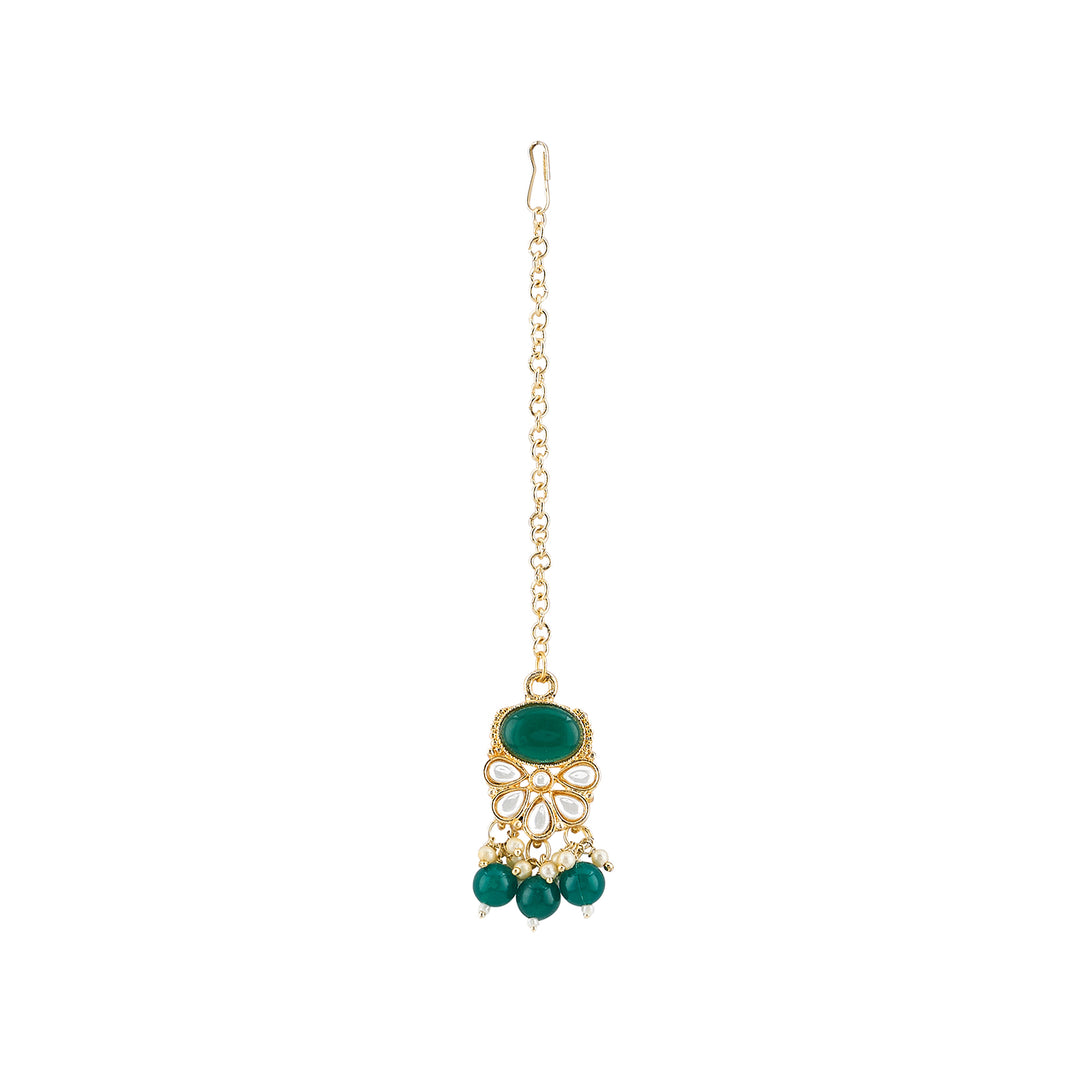 Teejh Kalika Green Gold Necklace set