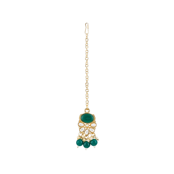 Teejh Kalika Green Gold Necklace set