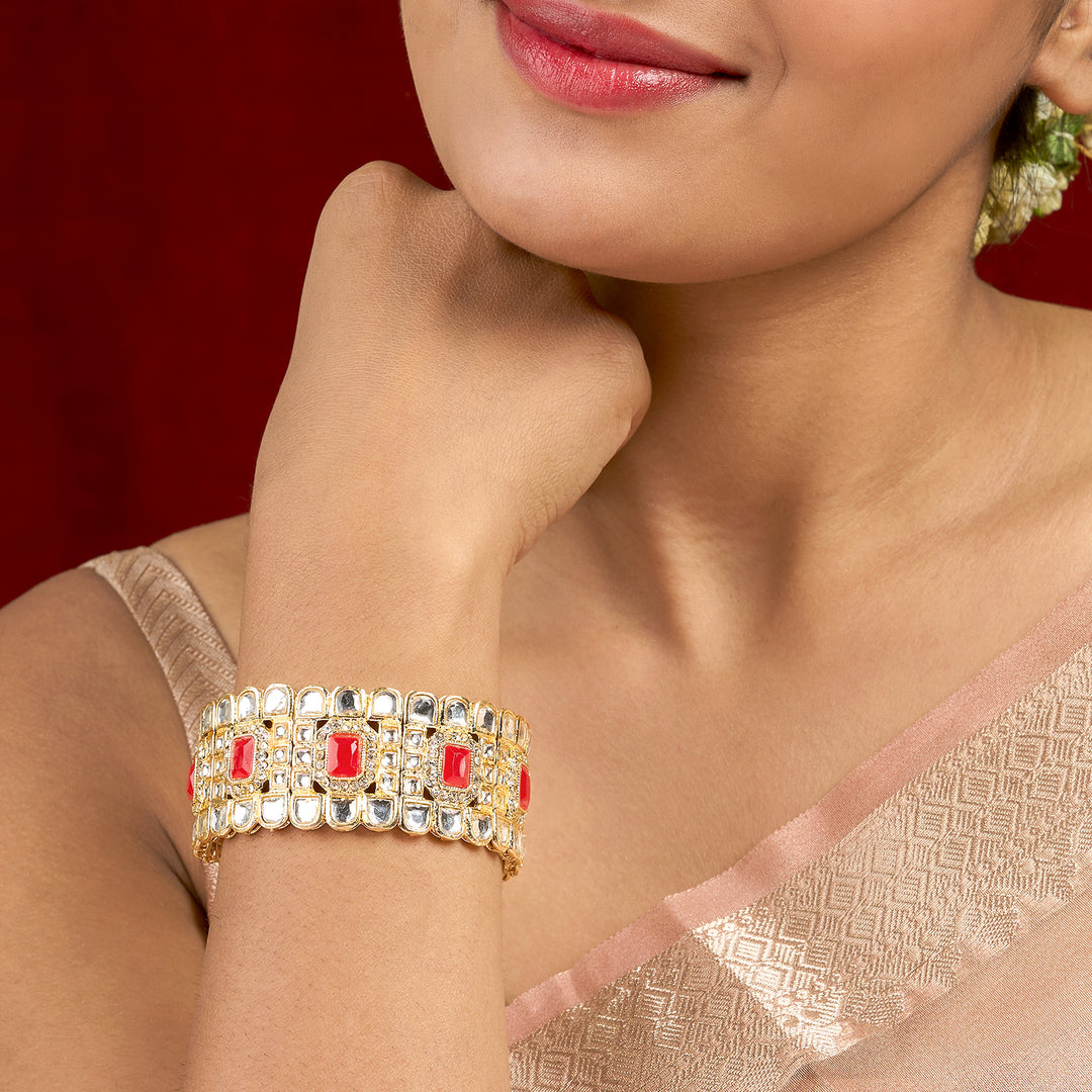 Teejh Kaarvi Red stone Gold Bracelet