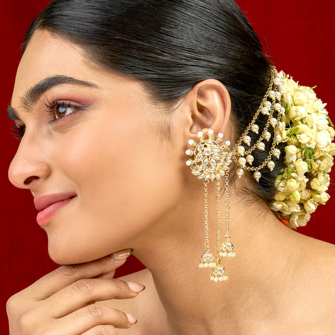 Teejh Champa Gold Polki Kanchain Earrings