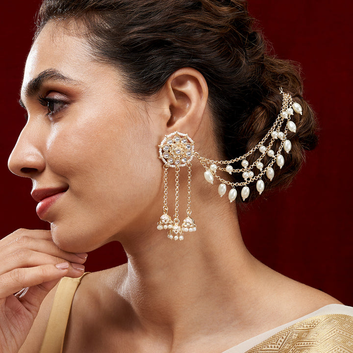 Teejh Manjiri Gold Polki Kanchain Earrings
