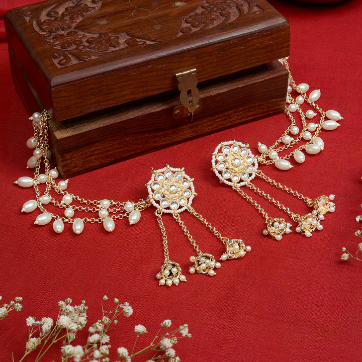 Teejh Manjiri Gold Polki Kanchain Earrings